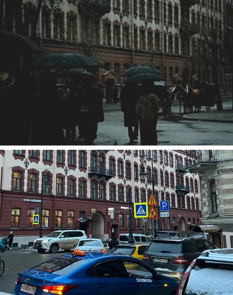 В 1980 году дом № 10 по Пушкинской улице (Доходный дом А. П. Шувалова 1877 года постройки,  архитектор П. Ю.  Сюзор) и часть улица были использованы для съемки эпизода фильма "Шерлок Хомс и Доктор Ватсон: Охота на Тигра".   