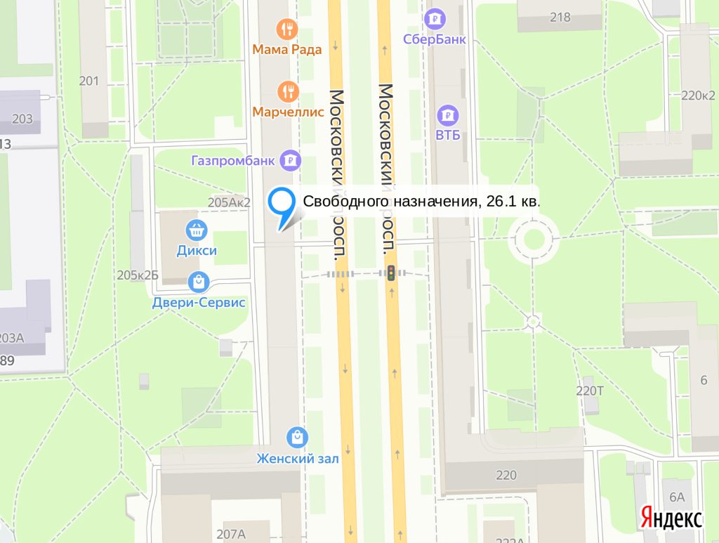 Свободного назначения, 26.1 кв.м.

Санкт-Петербург, Московский район, Московский проспект, 205
