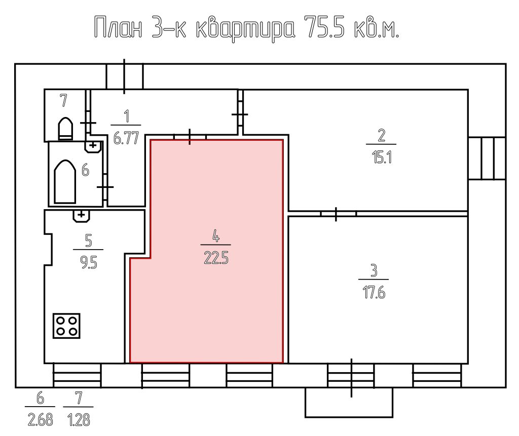 Комната 22,5 кв.м. в 3-к., 4/5 эт.
Санкт-Петербург,Выборгском район, Нейшлотский пер., 5